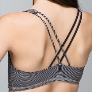 Lululemon Free to Be Bra - Tonka Stripe Heathered Medium Grey / Black - Size 8